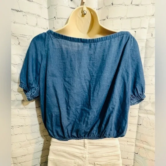 Madewell Indigo Off-the-Shoulder Bubble Top Sz XS - Picture 2 of 8